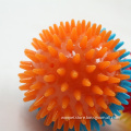 Colorful Soft TPR Pet Chew Supplies Playing Squeaking Voice Activated Dog Spike Ball toys 6.5cm